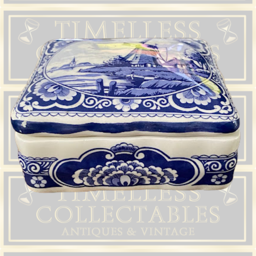 Vintage Delft Blue Trinket Box
