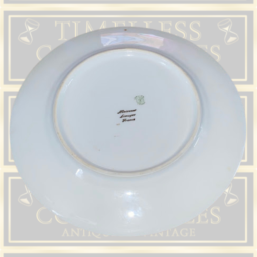 Vintage Meissner French Green And Gold Porcelain Plate.