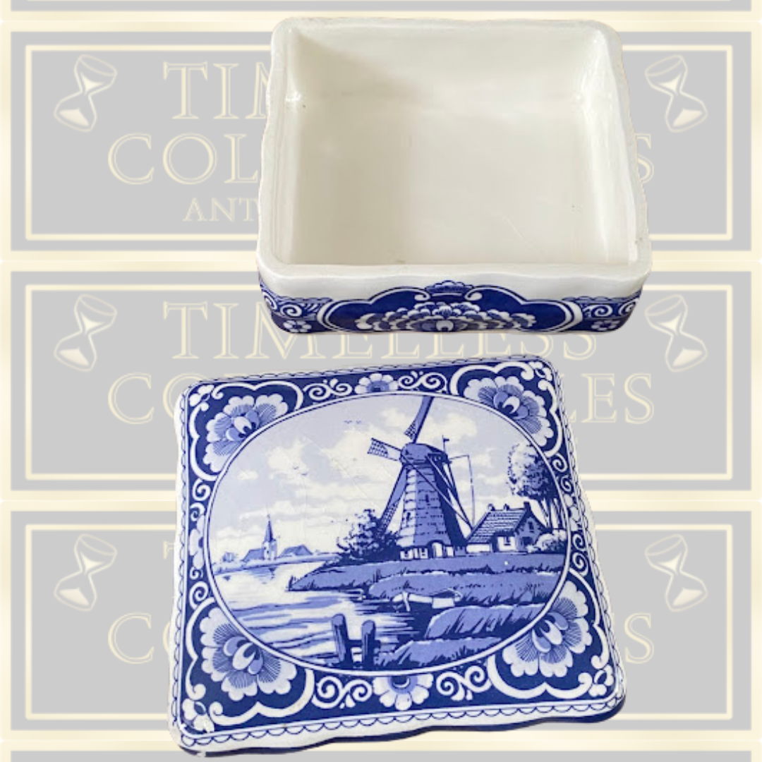 Vintage Delft Blue Trinket Box