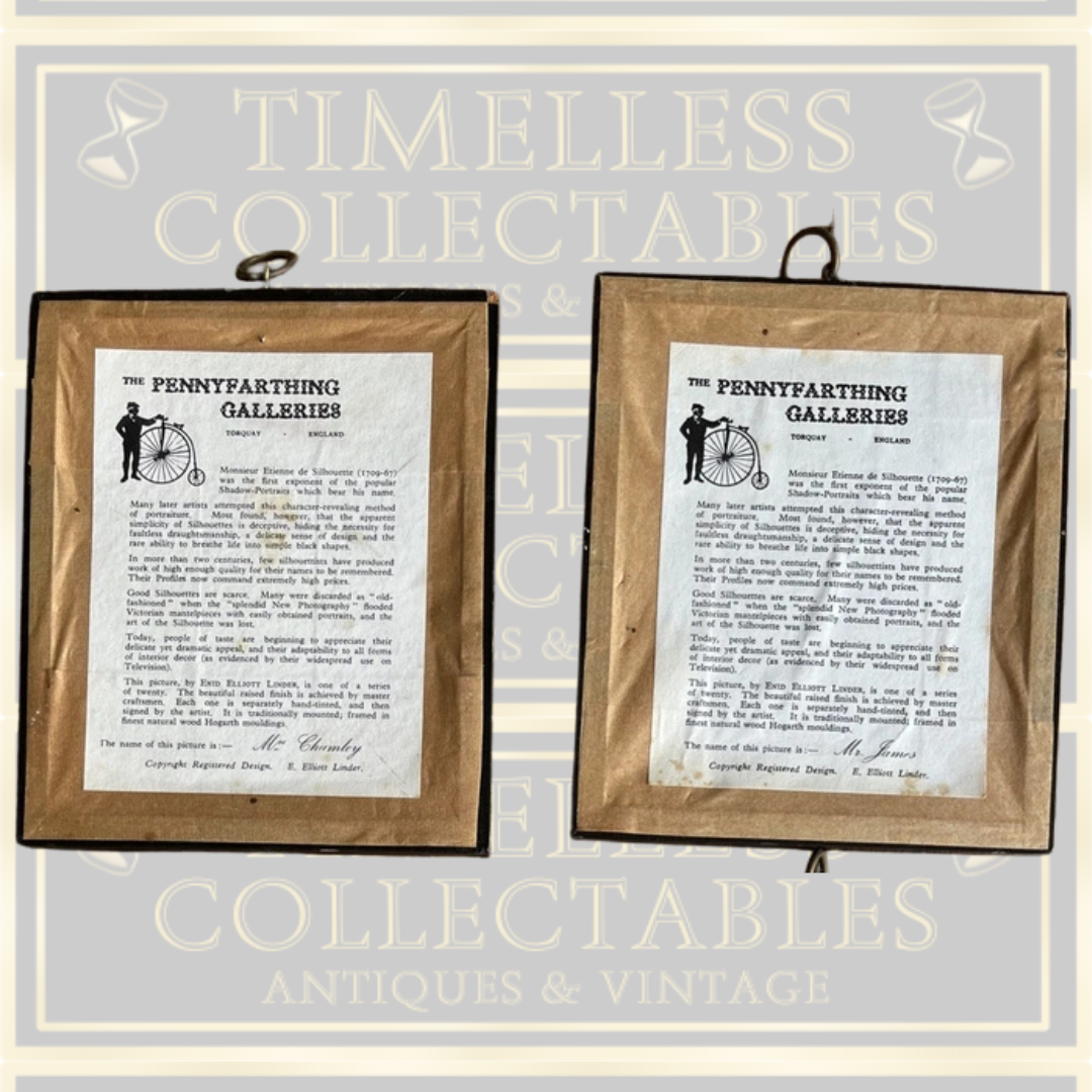 Vintage Four Framed Miniature Silhouette Portraits