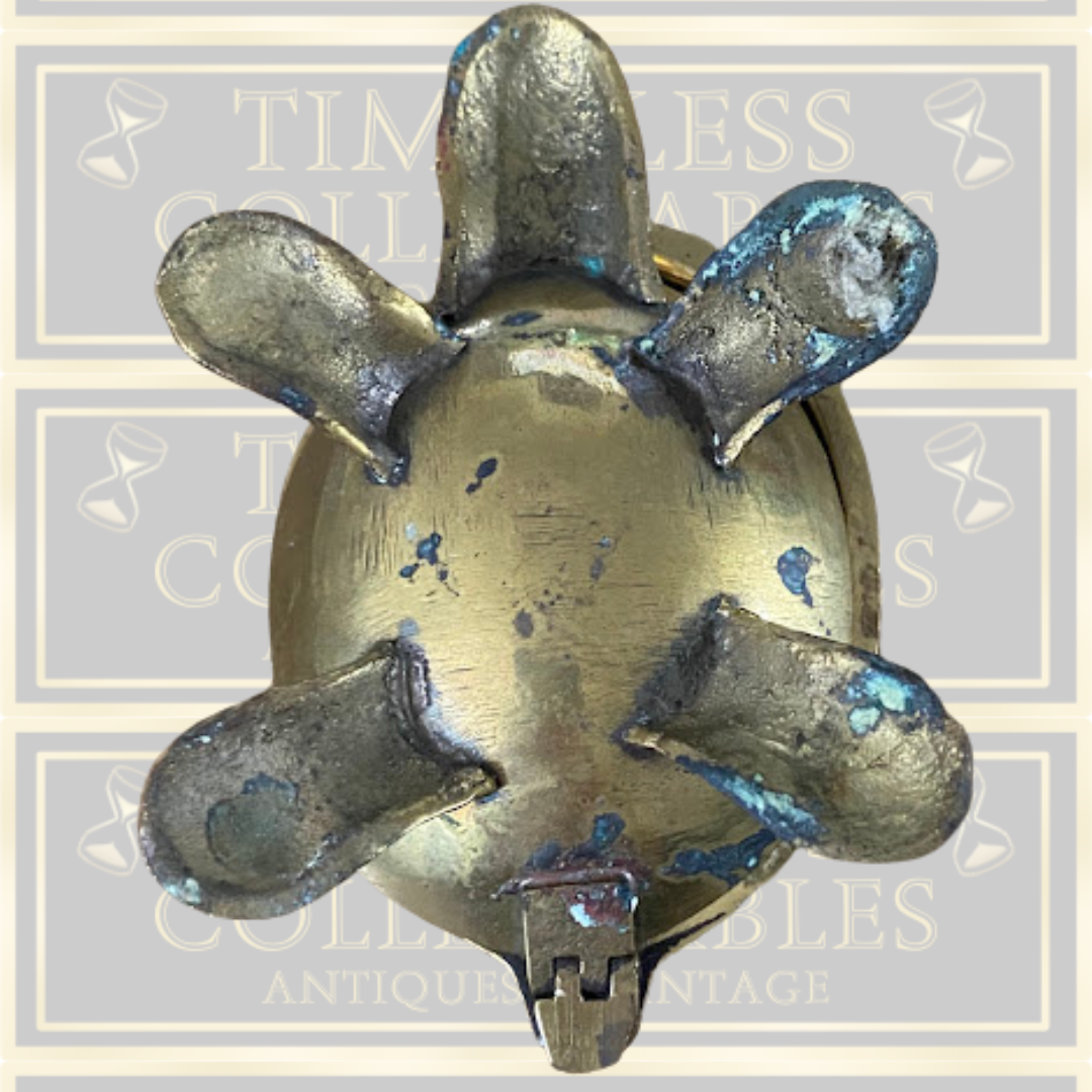 Vintage Brass And Mother Of Pearl Sea Turtle Trinket Box
