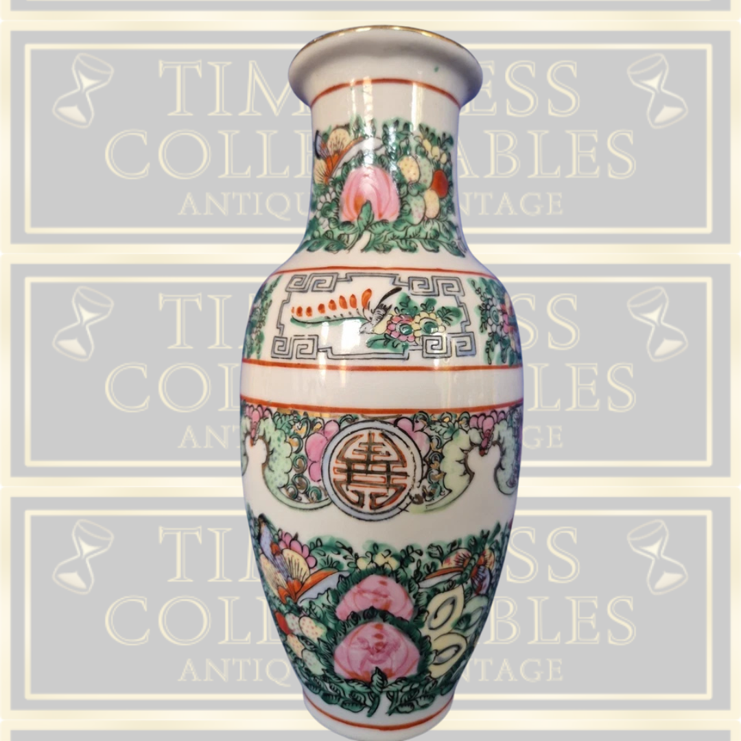 Vintage Chinese famille rose Ceramic Glazed Vase
