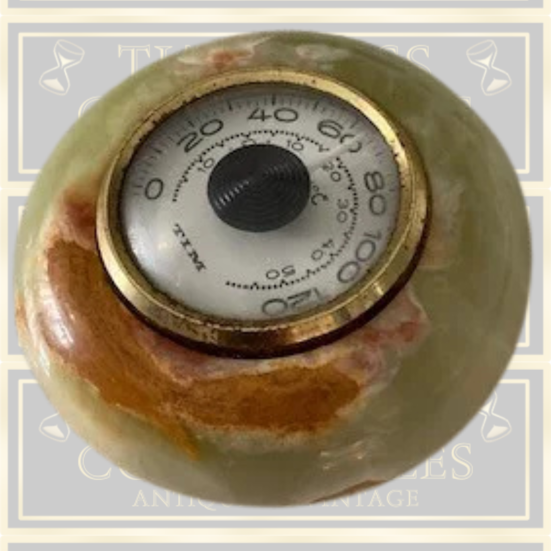 Vintage TIM Desk Onyx Thermometer Paperweight