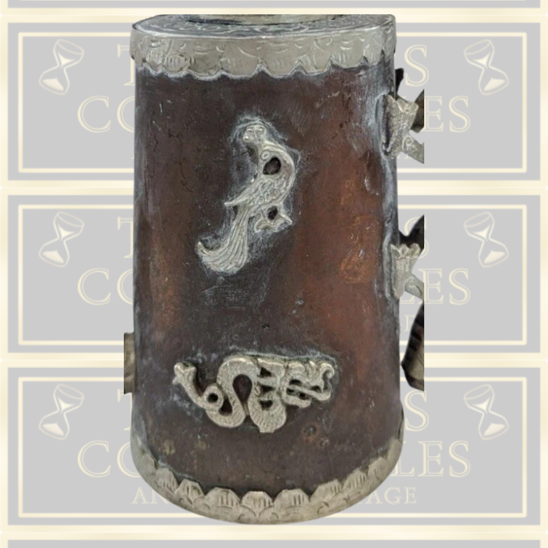 Antique Copper & White Metal Dragon Oriental Teapot