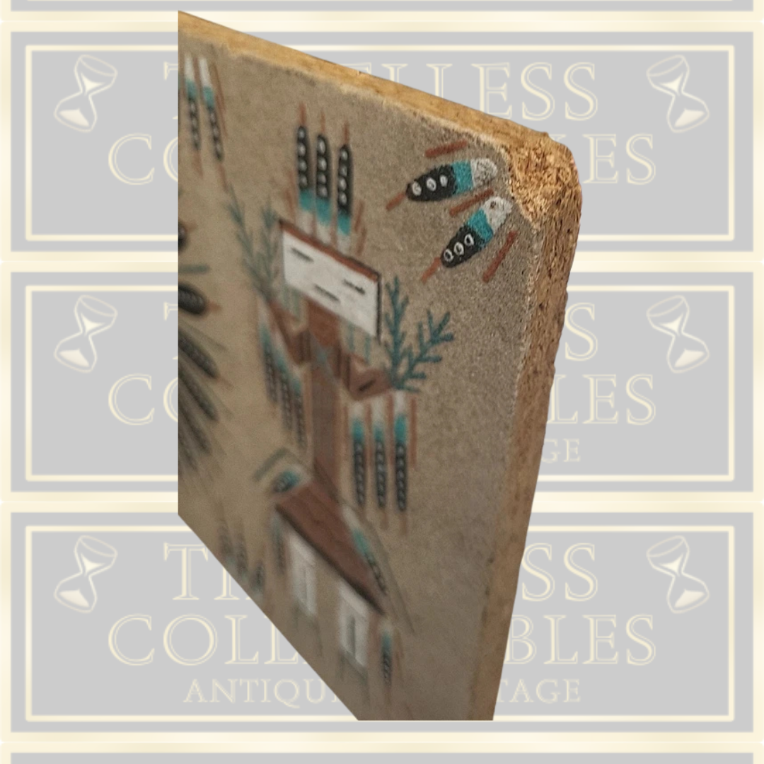 Vintage Navajo Indian Sand Picture "Sun Eagle"