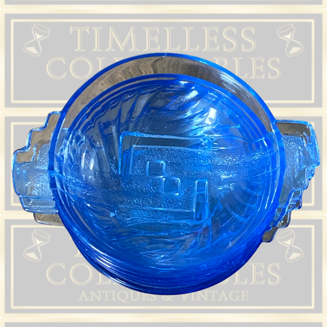 Vintage Six Art Deco Colbalt Blue Dessert Bowls By Stolle Nieman