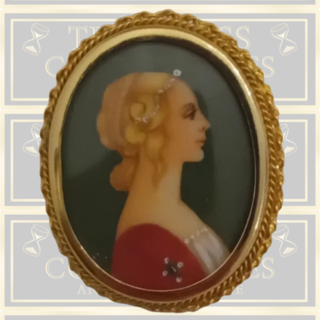 Vintage Minatare Hand Painted Portrait Brooch/Pendant