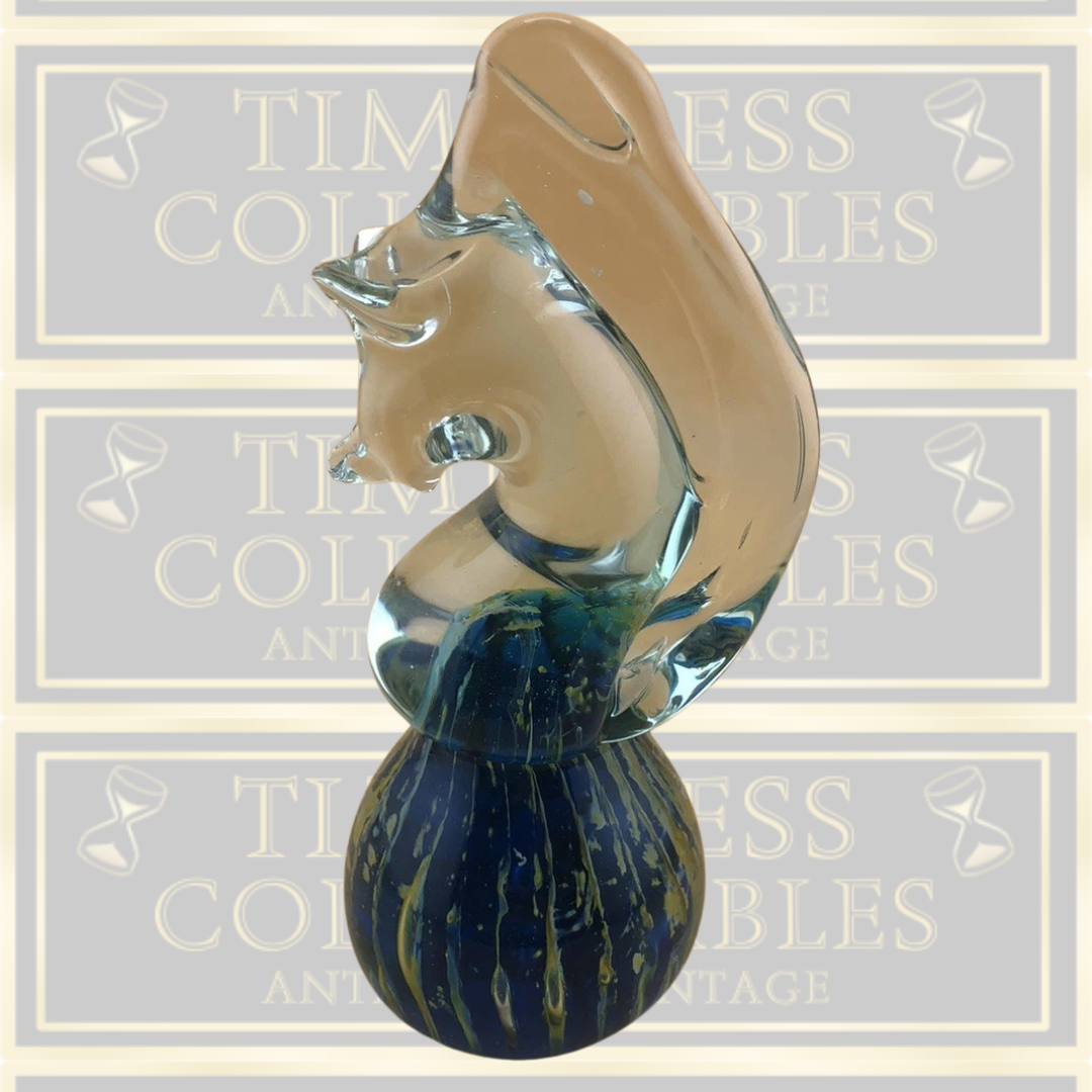 Vintage Mdina Blue Summer Horse Paperweight
