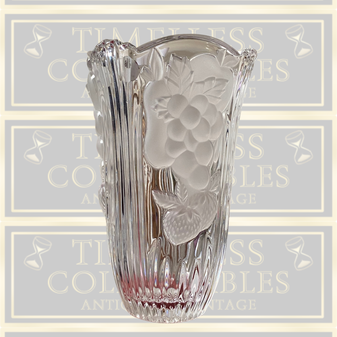 Vintage Bohemian Crystal Vase 3D Design Grapes