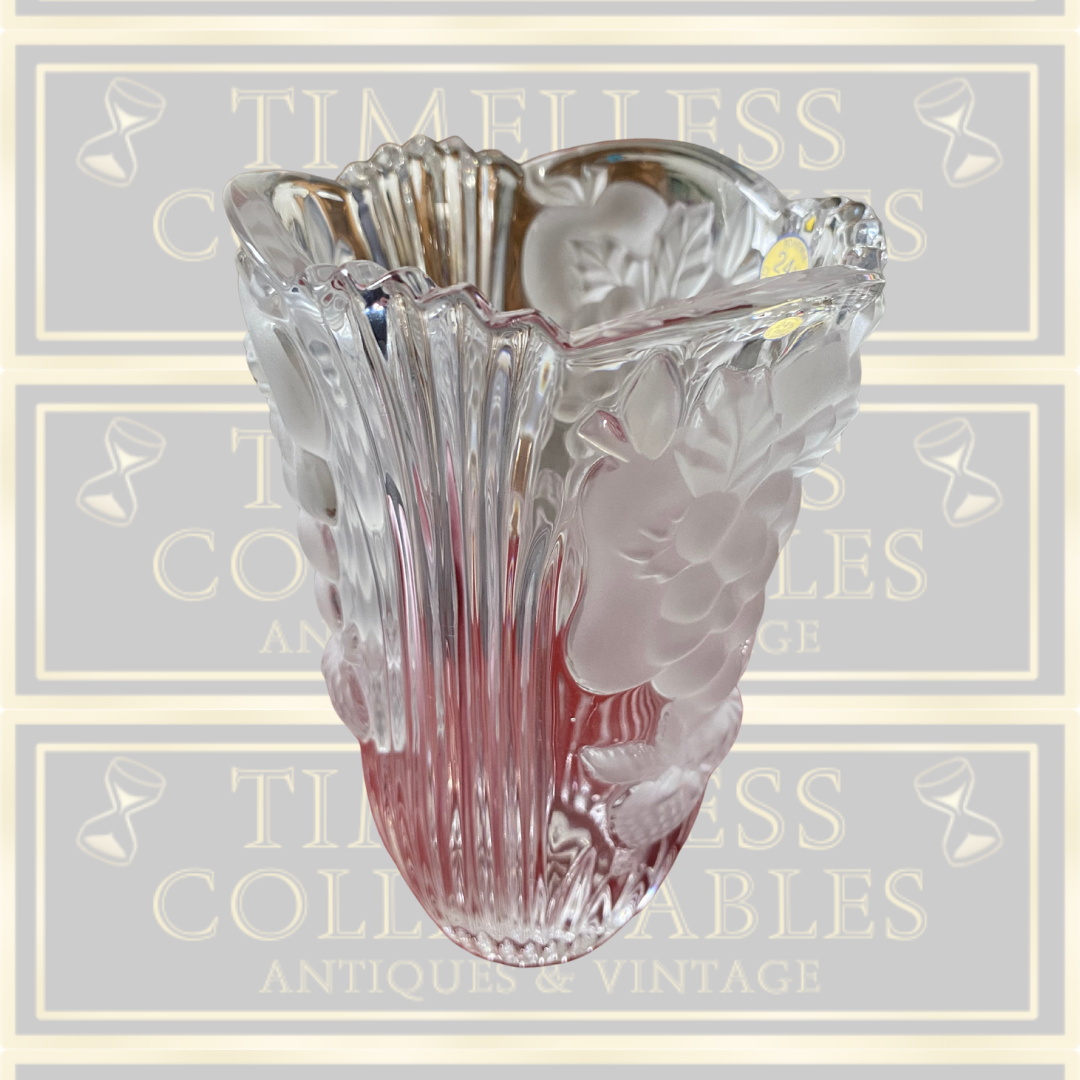 Vintage Bohemian Crystal Vase 3D Design Grapes