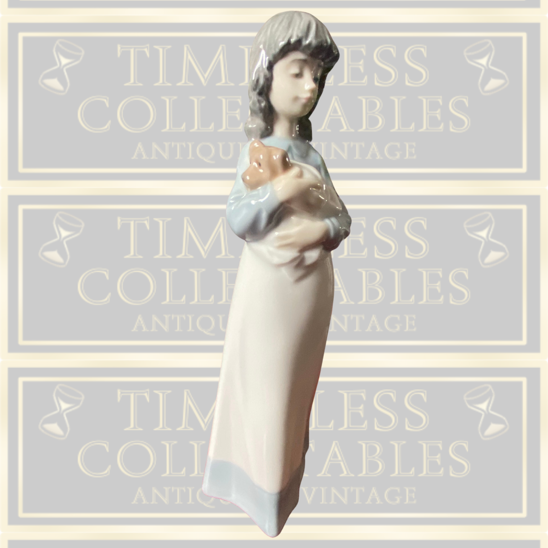 Vintage NAO Lladro Figurine Young Girl With Puppy Dog