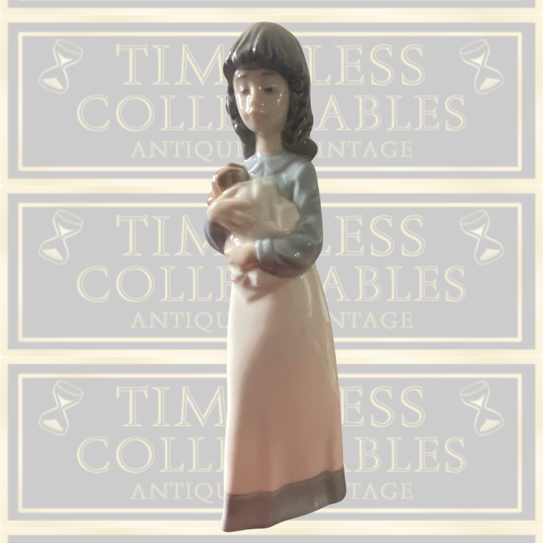 Vintage NAO Lladro Figurine Young Girl With Puppy Dog