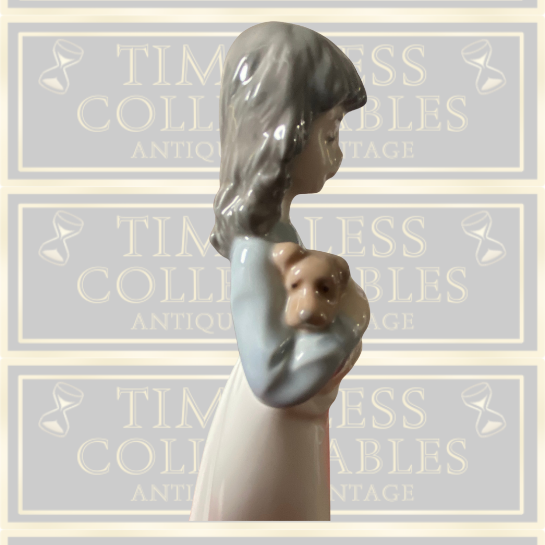 Vintage NAO Lladro Figurine Young Girl With Puppy Dog