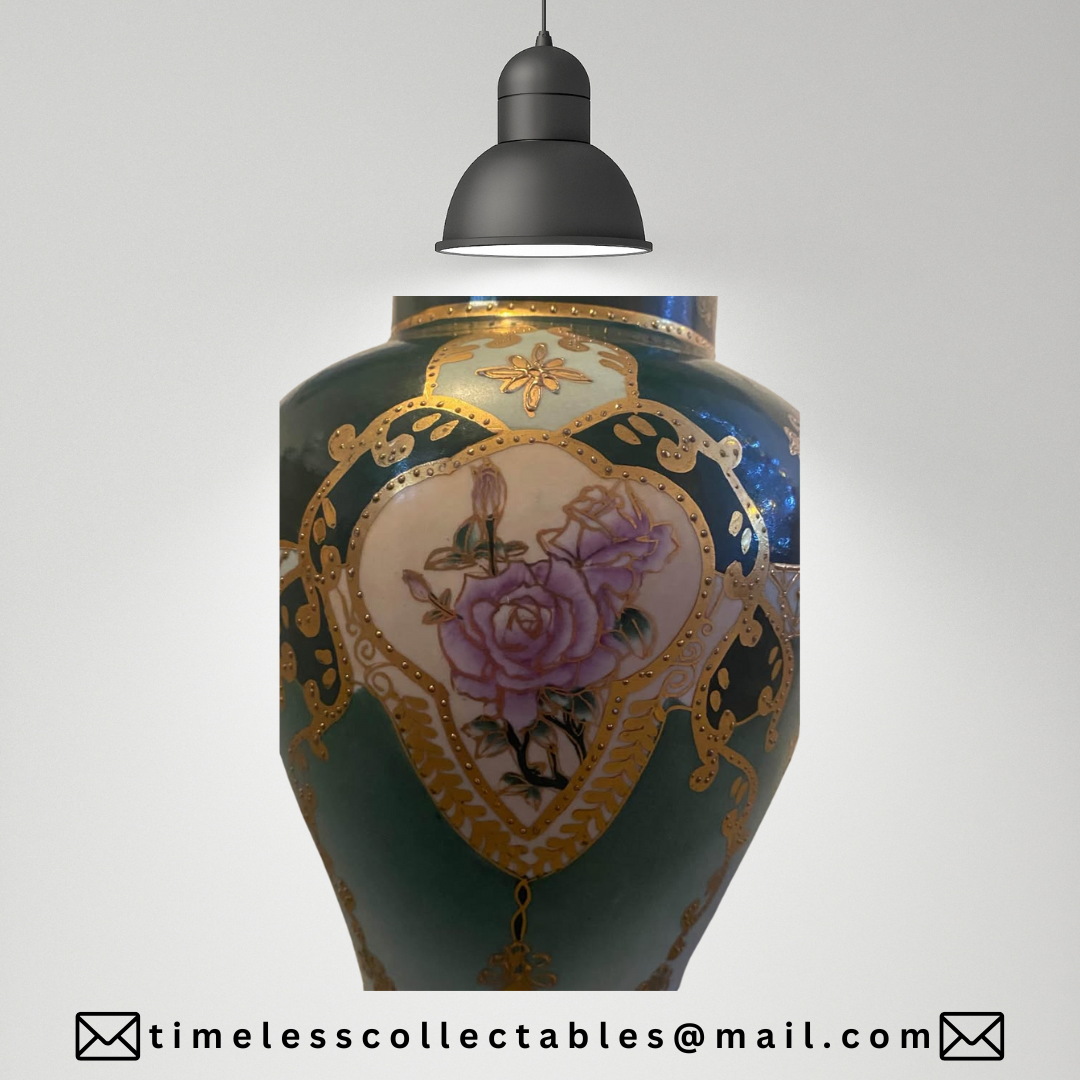 Royal Limoges Heavily Gilded Floral Pattern Vase With Cherubs