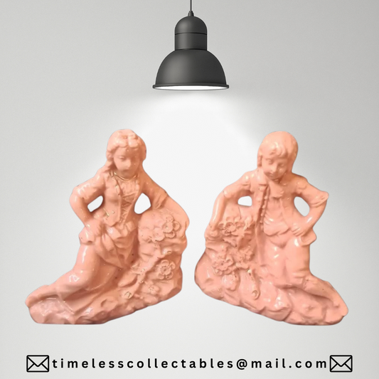 Antique 1880s Germany Colonial Pink Porcelain Figurines