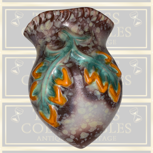 Vintage Crystalline Glazed Oak Leaf decorated Wall sconce