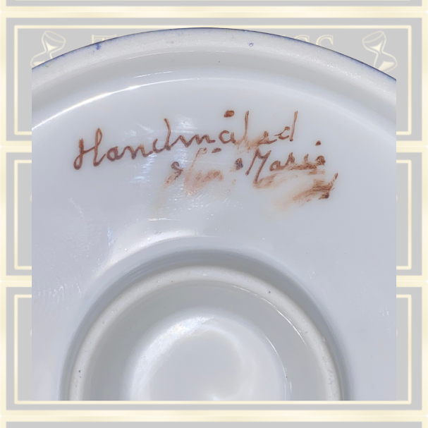 Vintage Pair Hand Painted Signed Swedish Candle Holders