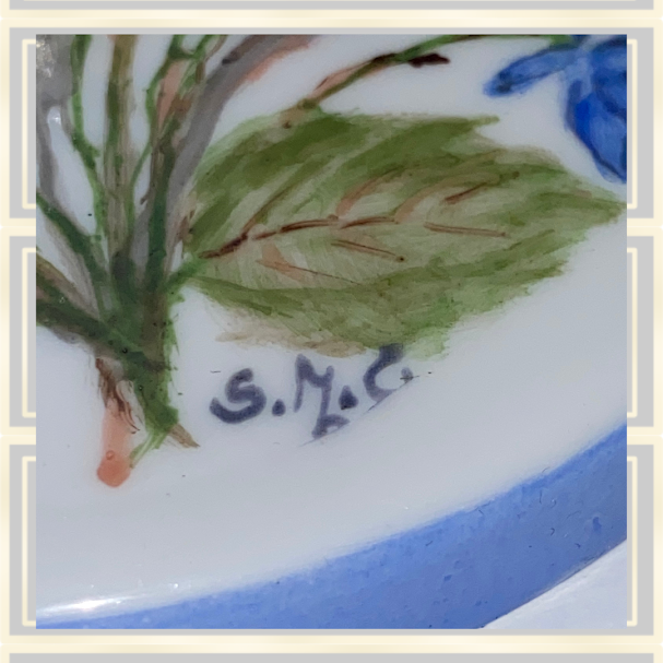 Vintage Pair Hand Painted Signed Swedish Candle Holders