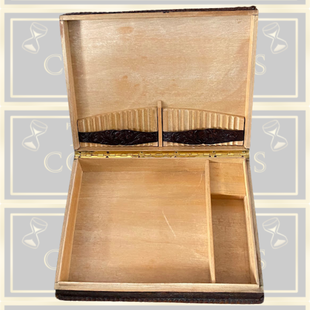 Vintage Embossed Leather Musical Cigarette Box