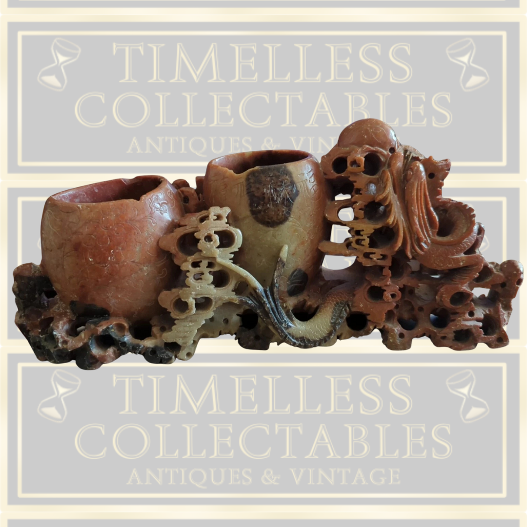 Antique Signed Chinese Soapstone Carving