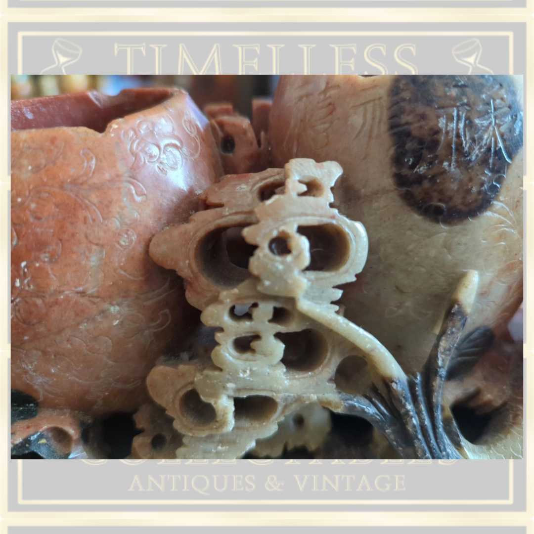 Antique Signed Chinese Soapstone Carving