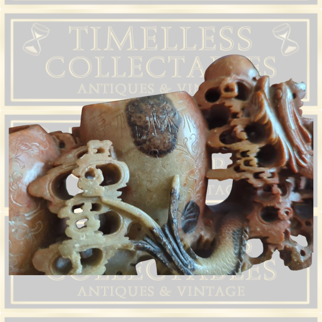 Antique Signed Chinese Soapstone Carving