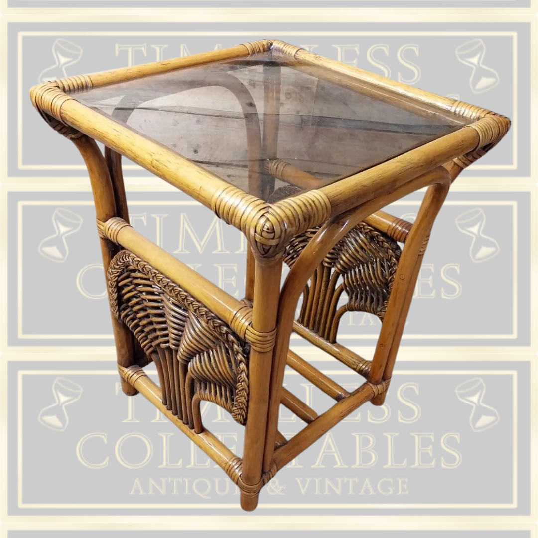 Vintage Cane And Wicker Coffee Table