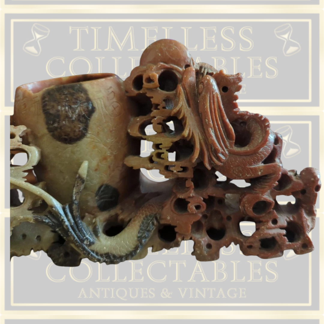 Antique Signed Chinese Soapstone Carving
