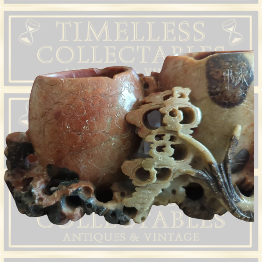 Antique Signed Chinese Soapstone Carving