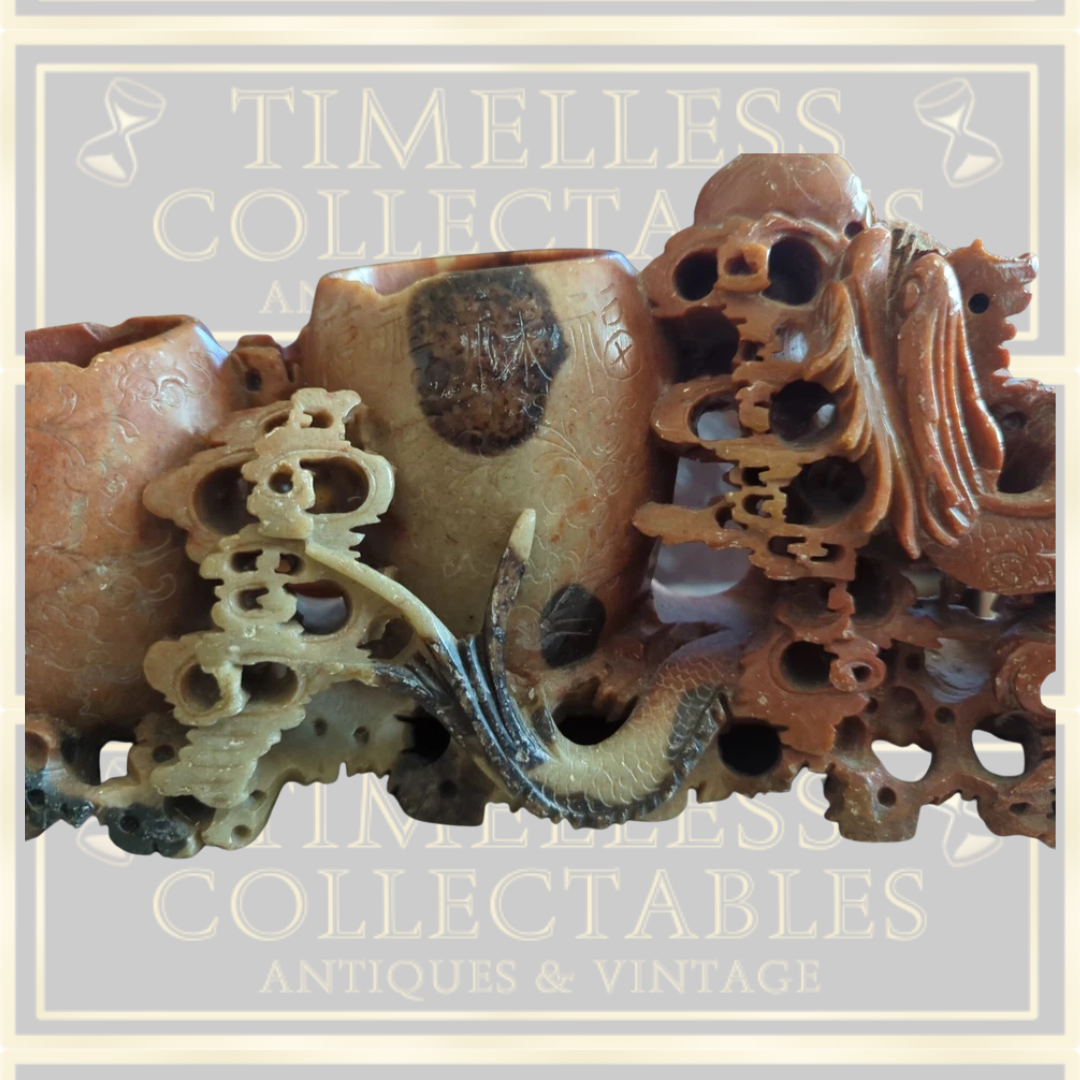 Antique Signed Chinese Soapstone Carving