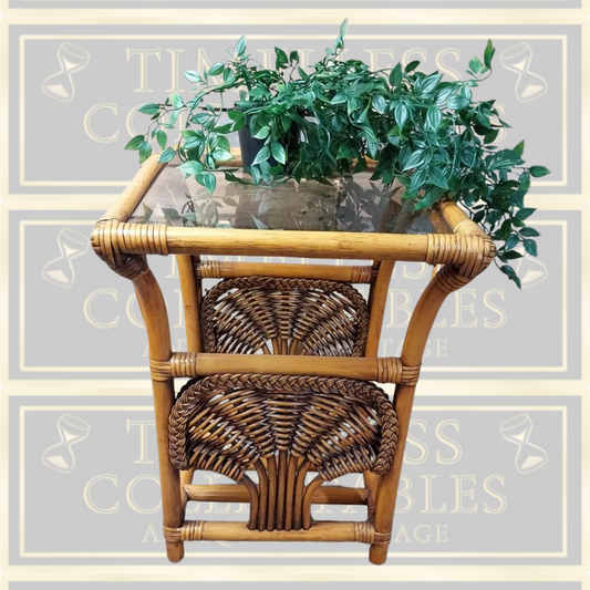 Vintage Cane And Wicker Coffee Table