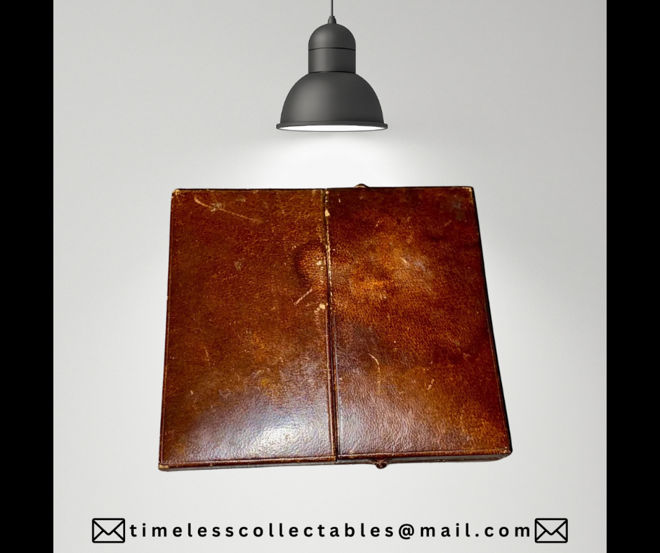 Antique Edwardian c1900 Fine Painted Miniature in Folding Leather Case Frame