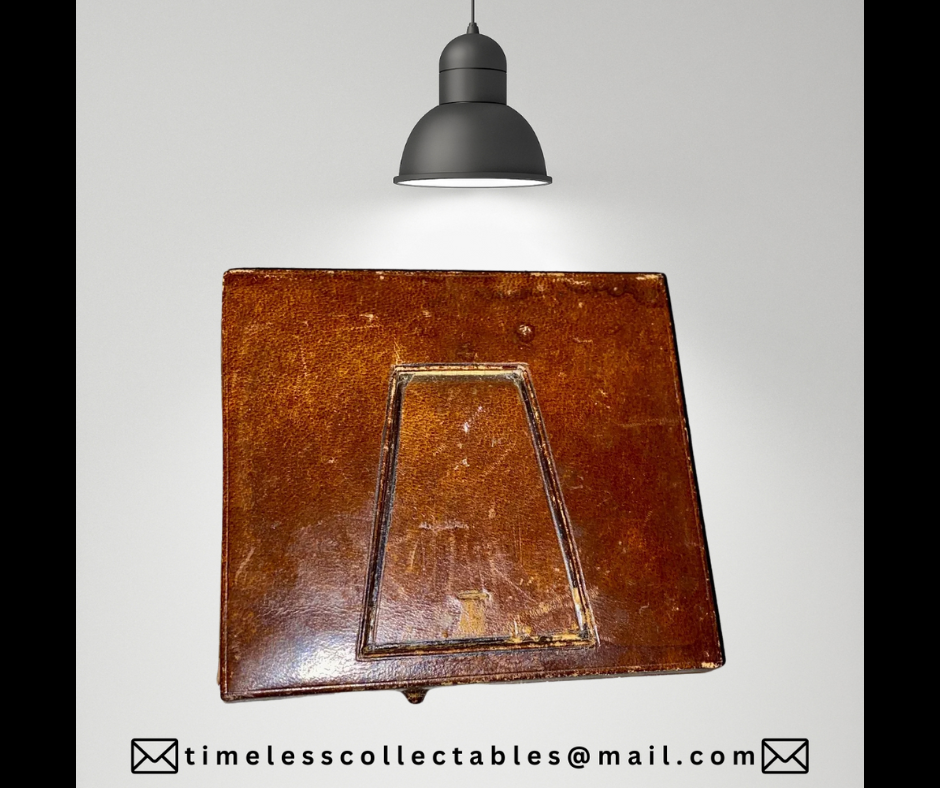 Antique Edwardian c1900 Fine Painted Miniature in Folding Leather Case Frame