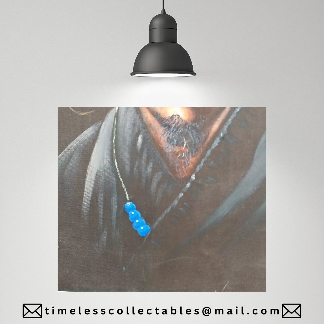 Vintage Tibetan Portrait Of A Old Man On Black Silk