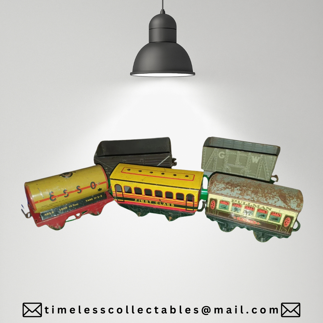 Vintage Tinplate O Gauge Wagons, Carriages, Esso Tanker