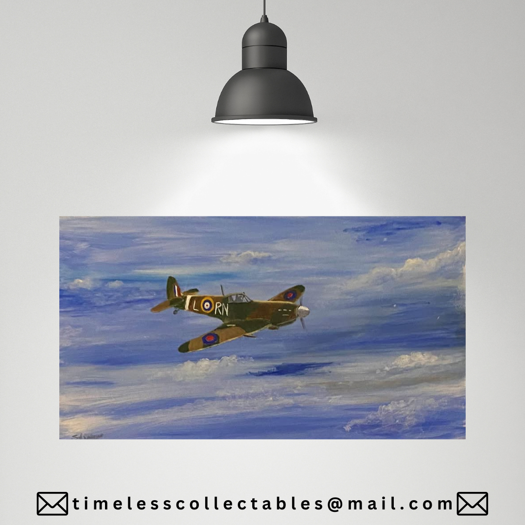 Fantastic WW2 Military Aviation Art Painting HURRICANE/SPITFIRE