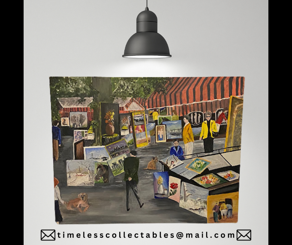 Unframed Beautiful Painted Art Market Scene