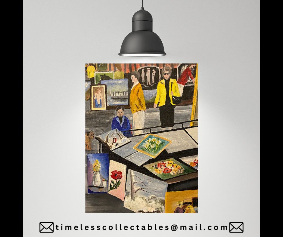 Unframed Beautiful Painted Art Market Scene