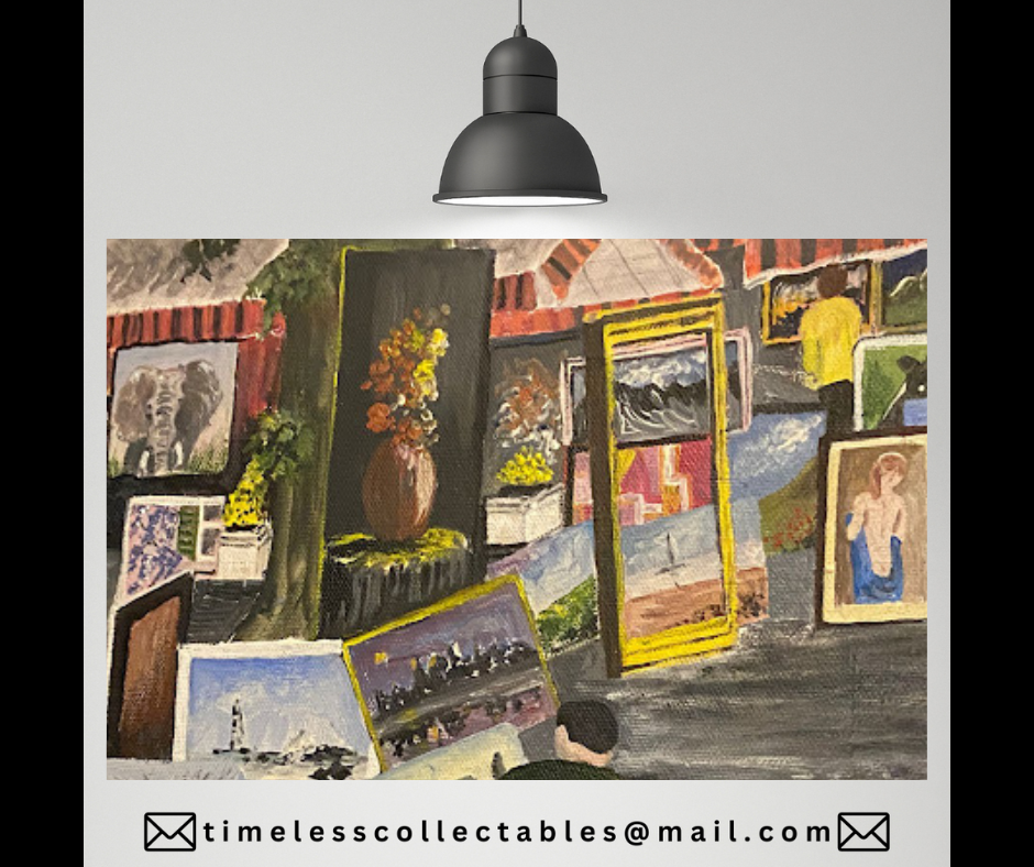 Unframed Beautiful Painted Art Market Scene