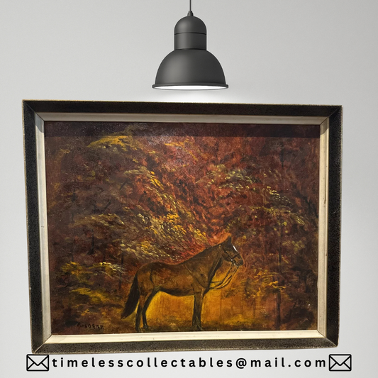 Signed Vintage Horse Oil Painting