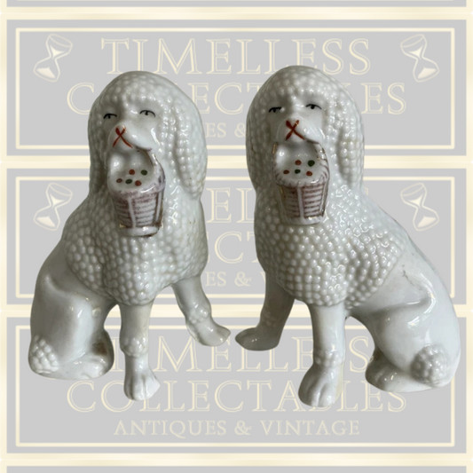 Pair Of Antique Poodle Figurines