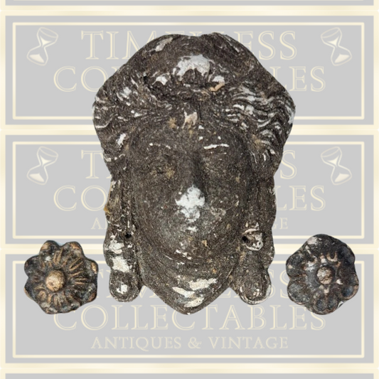 Antique Plaster Clock Finials of a Woman's Head