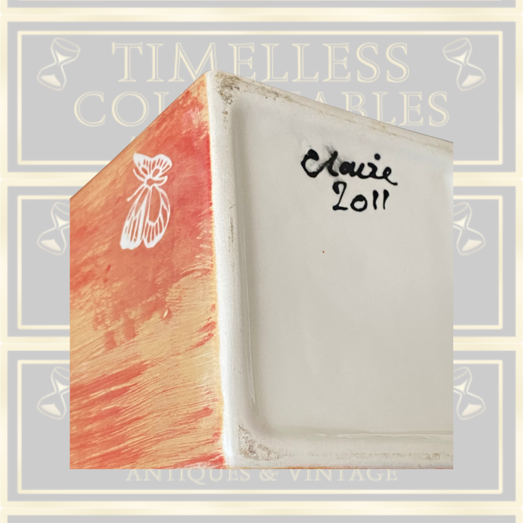 Signed Studio Pottery Butterfly Vase