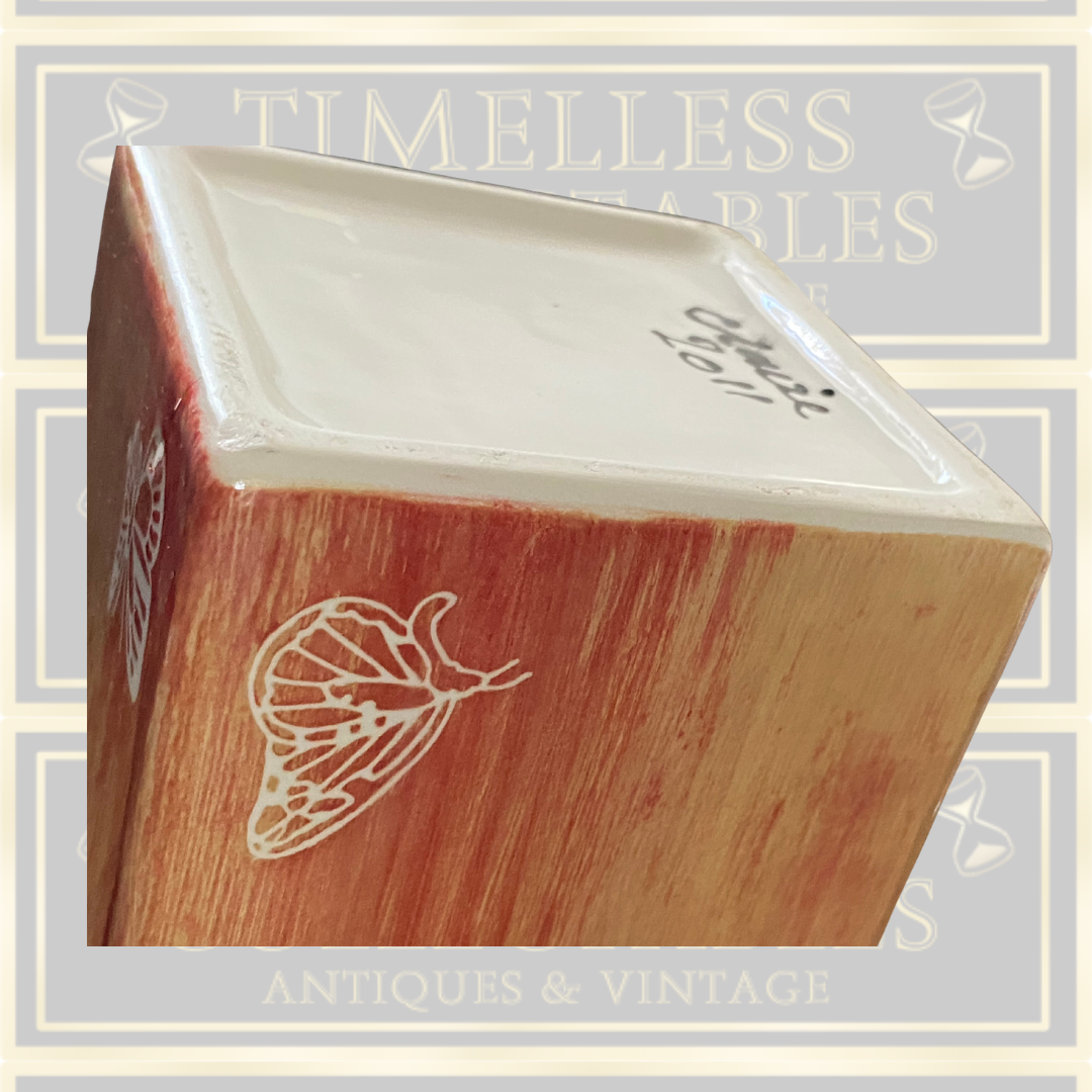 Signed Studio Pottery Butterfly Vase