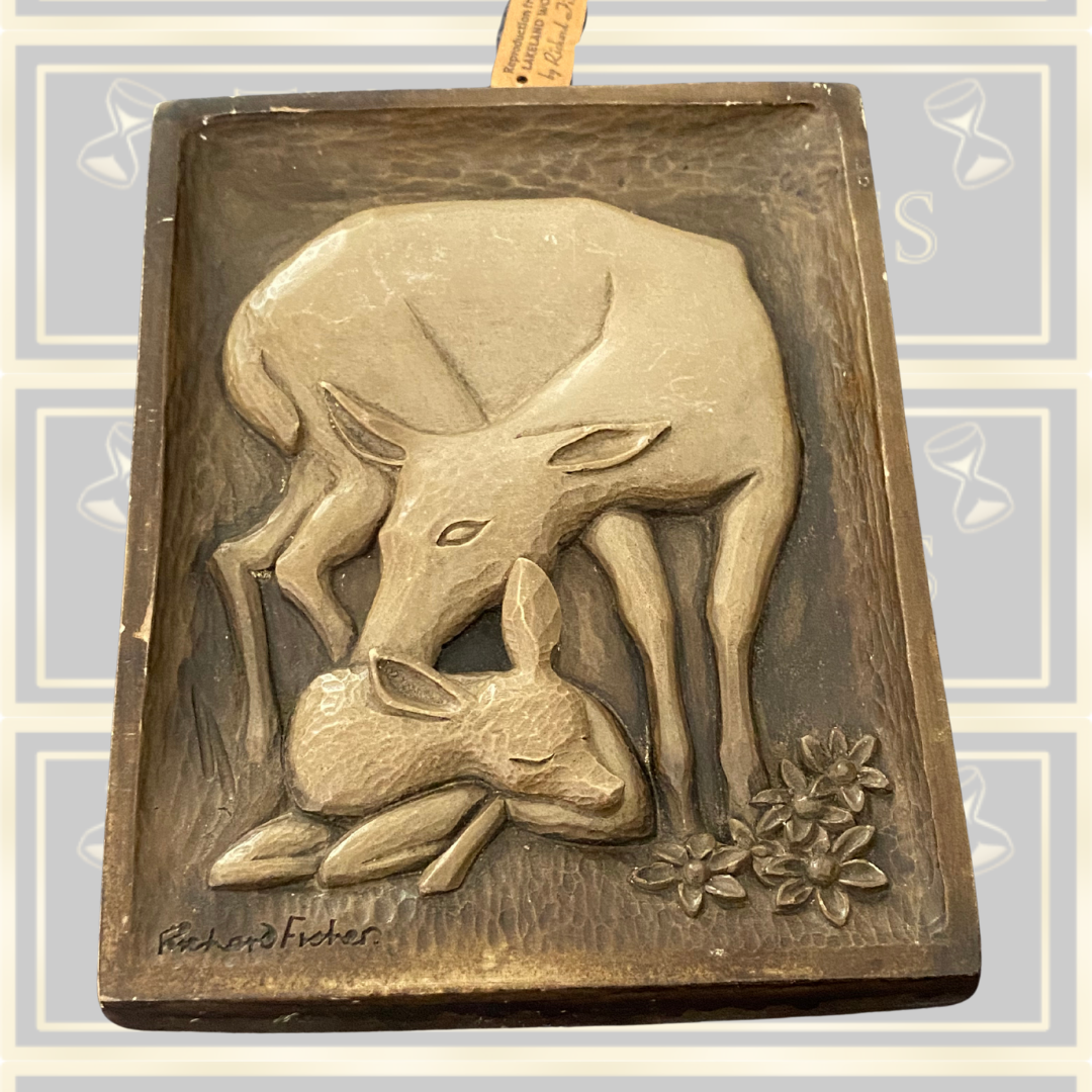 Vintage Richard Fisher Doe And Fawn Deer Chalk Ware