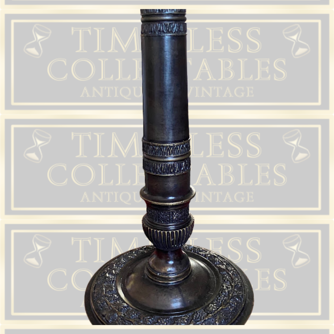 Pair Of Vintage Campbon Bronze Candlestick Lamps