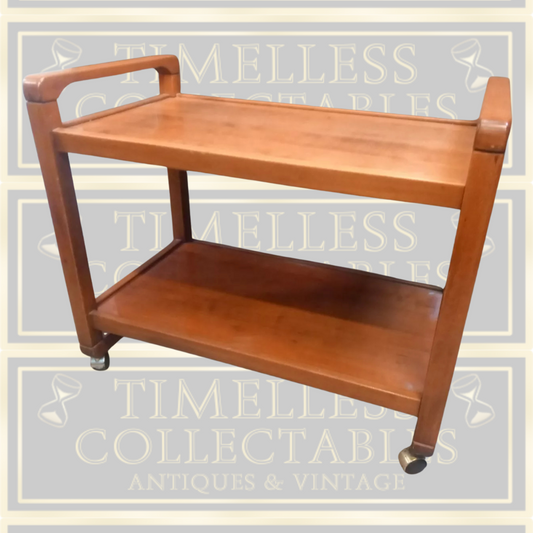 Vintage Teak Serving two tier Drinks Trolly