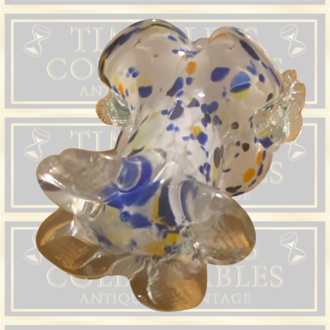 Hands Blown Vintage Multi Coloured Art Glass Basket Posy Vase