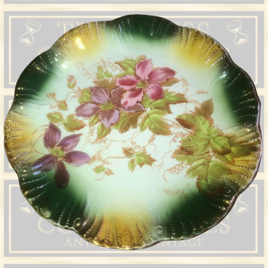 Antique Barkers And Kent "Clematis" Scallop Edged Floral Plate