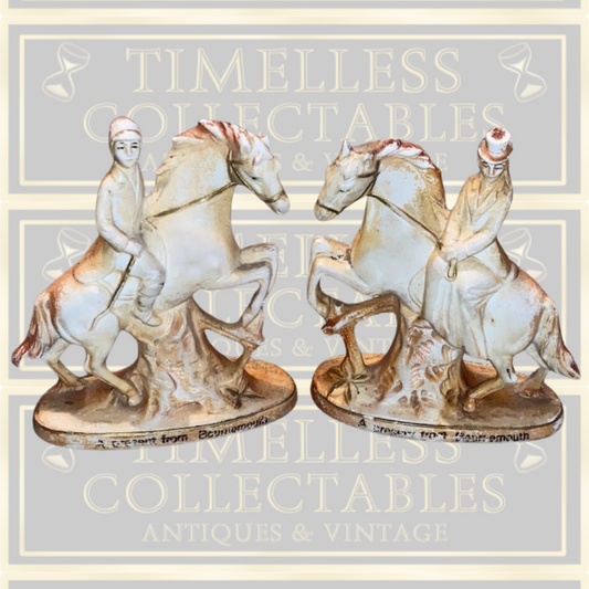 Antique Pair Victorian English equestrian Seaside Souvenirs